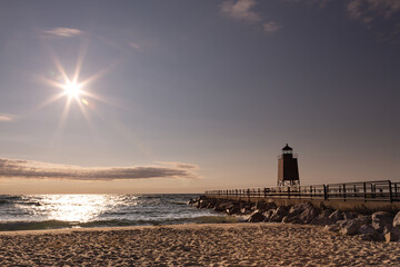 Lighthouse in Charlevoix on Lake Michigan.