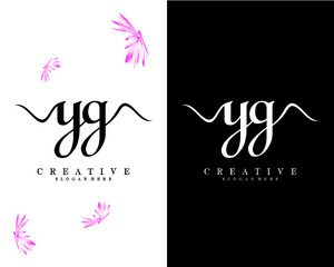 yg, gy creative handwriting letter logo design vector 

