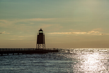 Fototapeta premium Lighthouse in Charlevoix on Lake Michigan.