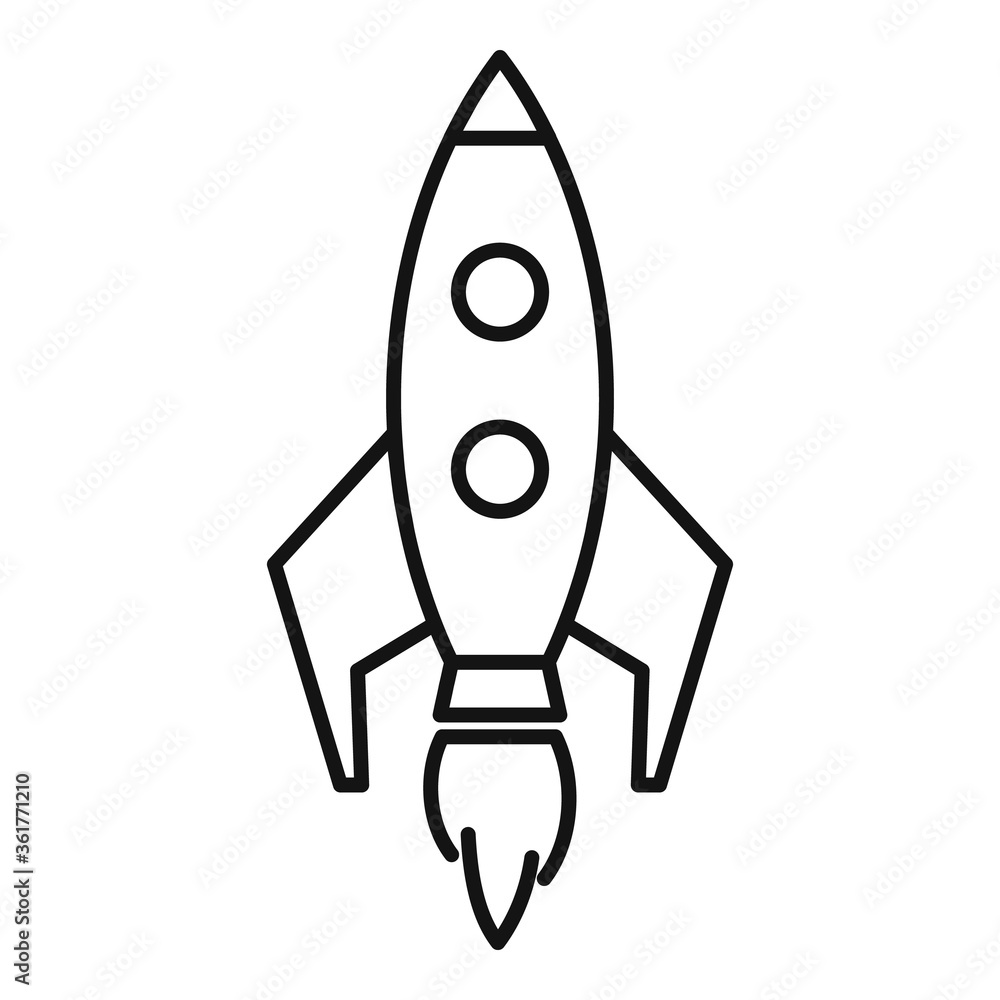 Poster video game rocket icon. outline video game rocket vector icon for web design isolated on white backg