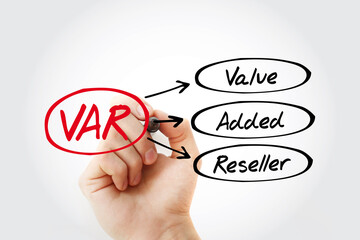 VAR - Value Added Reseller acronym with marker, business concept background