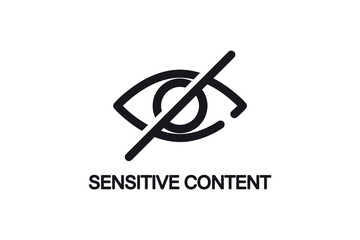 Eye. Sensitive content sign. nappropriate content. Censored view icon. Internet safety concept, inappropriate content. Only adult 18 plus - obrazy, fototapety, plakaty