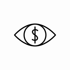 Outline eye with money icon.Eye with money vector illustration. Symbol for web and mobile