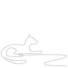 Cat line drawing on white background, vector illustration