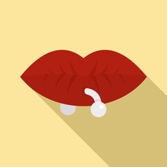 Woman lips piercing icon. Flat illustration of woman lips piercing vector icon for web design