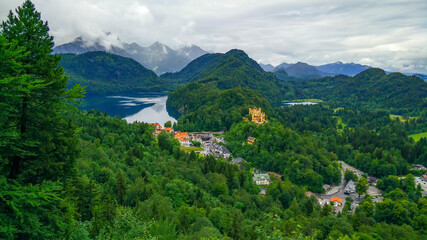 Hohenschwangau Castle with Alpsee, Schwangau, Bavaria, Germany