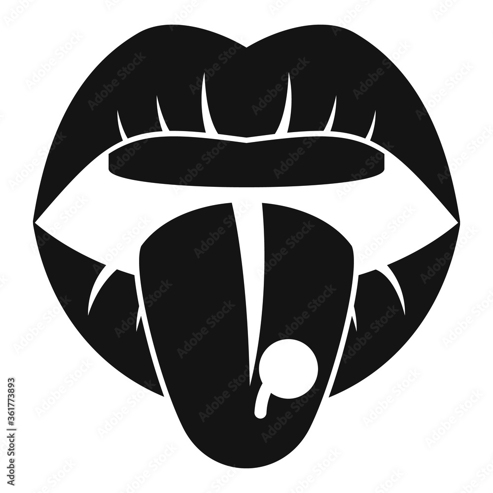 Poster tongue piercing icon. simple illustration of tongue piercing vector icon for web design isolated on 