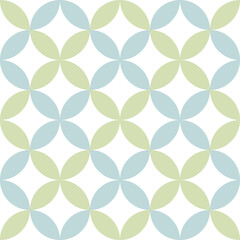 Fototapeta premium Abstract geometric vector seamless pattern from crossing circles on white background. Abstract blue and green floral pattern in arabic style. Vector illustration. Simple design for fabric, wallpaper