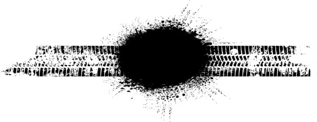 Vector Print Textured Tire Track . Design Element . Car tread silhouette . Mud splash grunge texture