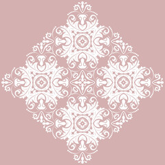 Oriental white pattern with arabesques and floral elements. Traditional classic ornament. Vintage pattern with arabesques