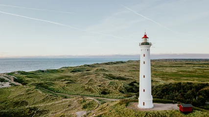 Lyngvig Fyr bei Hvide Sande von oben - Leuchtturm an Nordsee - Luftbild mit Drohne © Till Heidrich