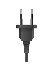 Obraz premium Black plug for Euro socket. Realistic plug for Euro sample socket. Isolated. Vector.