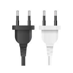 Set of Plugs for sockets in 3D. The plug for the outlet is insulated. Realistic vector.