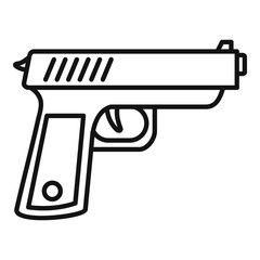 Policeman gun icon. Outline policeman gun vector icon for web design isolated on white background