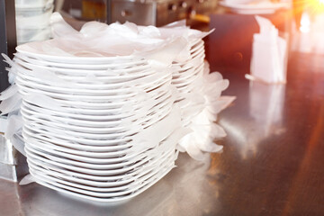 New Normal Restaurant each plate dish has plastic prevent from hand.