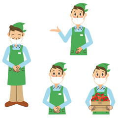 スーパーマーケットの男性マスク定員セット
