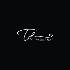 TD initials signature logo. Handwriting logo vector templates. Hand drawn Calligraphy lettering Vector illustration.
