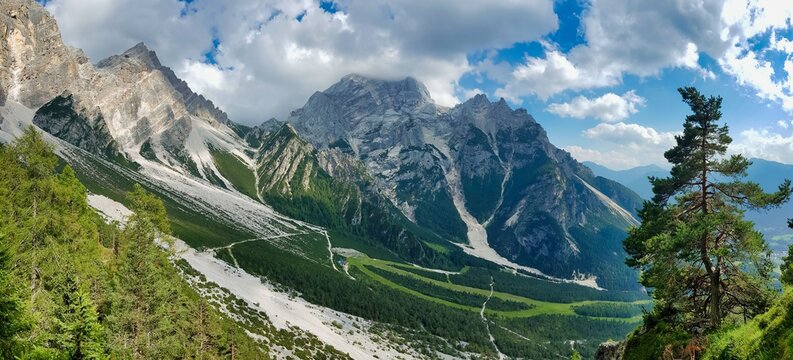 road in mountains, photo as a background , in pasubio mountains, dolomiti, alps, thiene schio vicenza, north italy