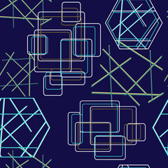 Abstract dark seamless pattern with geometric shapes. Vector digital drawing for web pages, fabrics, tiles, paper.