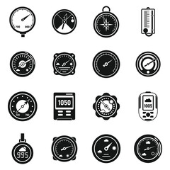 Weather barometer icons set. Simple set of weather barometer vector icons for web design on white background