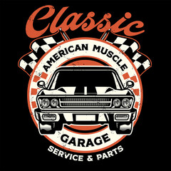vintage shirt design of american muscle garage