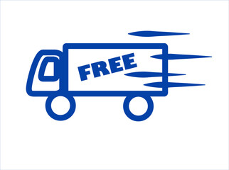 Delivery truck icon blue on white background