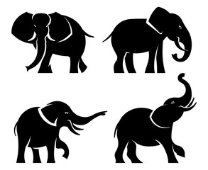Elephant silhouettes set