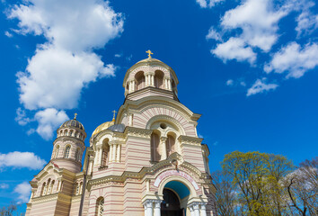 Fototapeta na wymiar The orthodox cathedral in Riga, Latvia