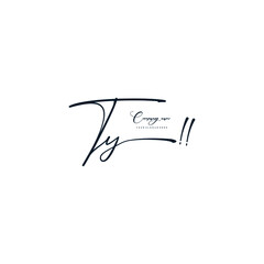 TY initials signature logo. Handwriting logo vector templates. Hand drawn Calligraphy lettering Vector illustration.
