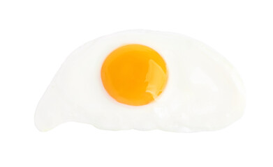 Tasty fried chicken egg isolated on white, top view