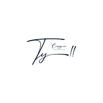 TY initials signature logo. Handwriting logo vector templates. Hand drawn Calligraphy lettering Vector illustration.
