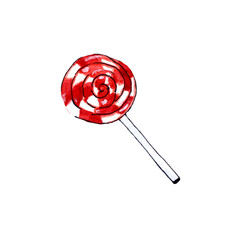 Drawn red and white lollipop