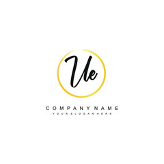 UE initials signature logo. Handwriting logo vector templates. Hand drawn Calligraphy lettering Vector illustration.
