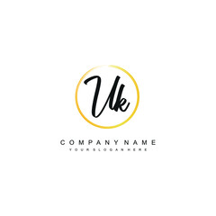 Obraz premium UK initials signature logo. Handwriting logo vector templates. Hand drawn Calligraphy lettering Vector illustration. 
