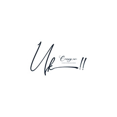 UK initials signature logo. Handwriting logo vector templates. Hand drawn Calligraphy lettering Vector illustration.
