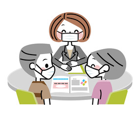 マスク　商談　シニア夫婦