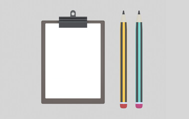 Clipboard with checklist and pencils. 3d illustration.
