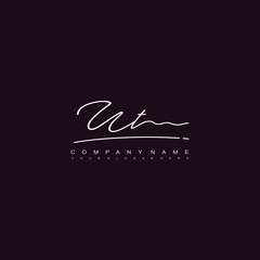 UT initials signature logo. Handwriting logo vector templates. Hand drawn Calligraphy lettering Vector illustration.
