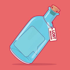 Lost message in a bottle vector illustration. Communication, lost, technology design concept