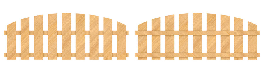 Wooden fence isolated on white background with parallel plank old. Object with clipping path
