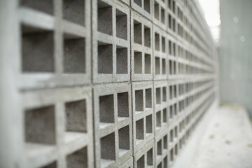 Close up view of a brick wall and Cement block wood texture background ,Natural Dark Wooden,