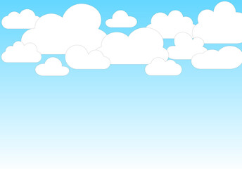Clouds and sky background, vector. Cartoon clouds background for poster, flyer and wallpaper. Creative art design. Stylish blue gradient sky clouds. Vector illustration of cloudy weather