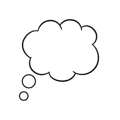 Think bubble isolated on white background. Trendy think bubble in flat style. Modern template for social network and label. Creative thought balloon. Cloud line art, vector illustration