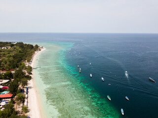 Drone shot - Lembongan, Klungkung, Lombok, Indonesien, Gili Islands, Gili Indah, Kabupaten Lombok Utara, West-Nusa Tenggara, Indonesien