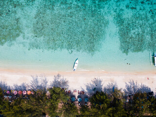 Drone shot - Lembongan, Klungkung, Lombok, Indonesien, Gili Islands, Gili Indah, Kabupaten Lombok...