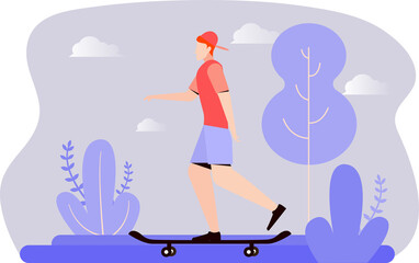 man skateboarding in flat style. modern vector flat illustration design concept