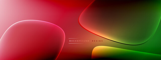 Vector abstract background - liquid bubble shapes on fluid gradient with shadows and light effects. Shiny design template for text