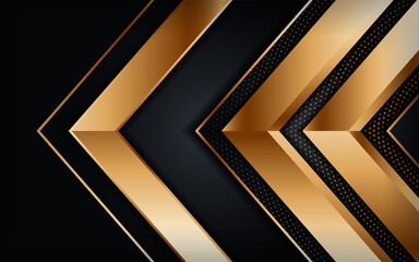 Abstract luxury dark background with golden lines combinations. Modern futuristic background