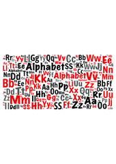 Illustration of a word cloud with words representing the alphabet