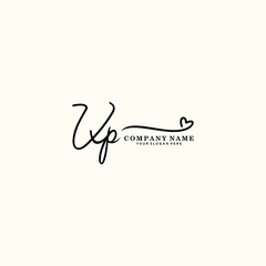 Obraz premium VP initials signature logo. Handwriting logo vector templates. Hand drawn Calligraphy lettering Vector illustration. 